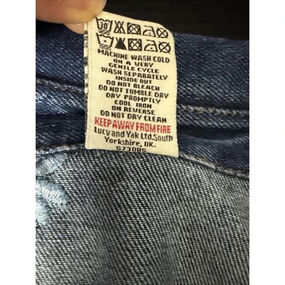 Lucy & Yak Womens 3X Denim Jacket Blue Daisy Embroidery Logo Chore Utility Boho - Picture 7 of 9